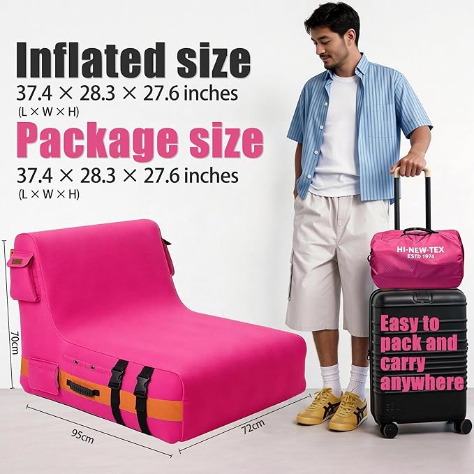 Inflatable Couch Air Sofa: Portable Outdoor Inflatable Sofa with Built-in Electric Pump - Air Lounger for Camping Beach Festival Travel - Ideal for Dorm Rooms Small Apartments