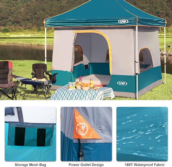UNP Camping Canopy Tent - Inner Tent for 10' x 10' Pop Up Canopy Simple Installation Fully Vented Roof Enclosed Canopy Space Ocean Blue (Frame NOT Included)