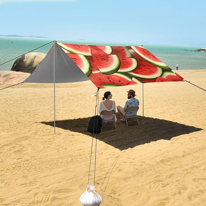 Beach Tent Sun Shelter Summer Watermelon Lightweight &amp Easy Setup Beach Shade Canopy for Camping Fishing