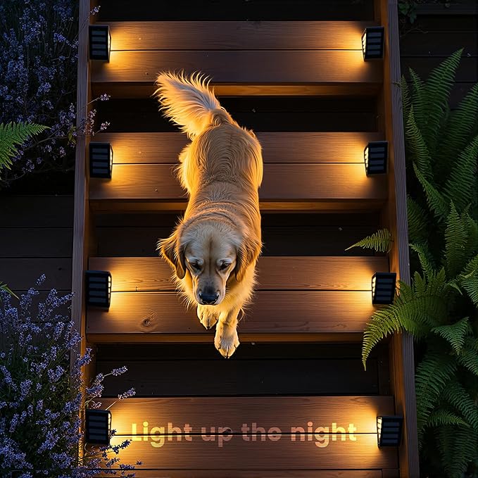 LED Solar Step Lights Outdoor IP67 Waterproof Auto On/Off Solar Decoration Lights Perfect Fit for Stair Corners - Decor &amp Safety Lighting for Deck Yard Patio Porch (8 Pack)