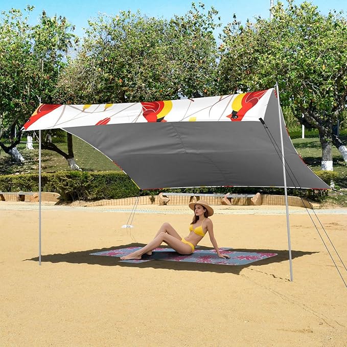 Christmas Northen Red BirdCamping Sun Shelters 9.2 x 10.5 FT Beach Canopy Tent Sun Shade with Carrying Bag for Camping Trips Fishing Backyard Fun or Picnics 21341315