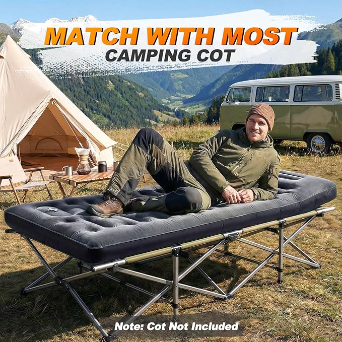 KASBAH Camping Sleeping Pad 9.5R-Value Thick 6 inch Camping Mat with Pillow Built-in Foot Pump Inflatable Sleeping Pads Compact for Camping Backpacking Hiking Traveling