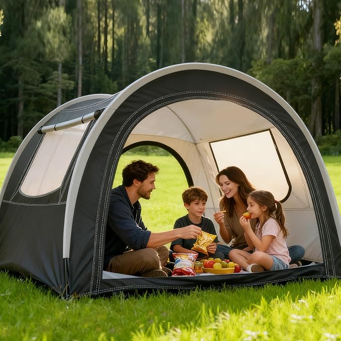 Tunnel &amp Camping Tent 82x71x65 in 2/3/4 Person Three-Layer Design with Mesh/PVC/Oxford Fabric Glamping Tent Weatherproof/Sunshade Portable Tents for Outdoor Easy Setup