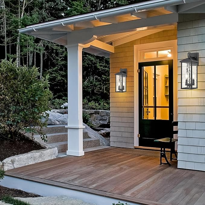 Darkaway Outdoor Wall Lights Exterior Lighting Fixtures Wall Mount Porch Lights Waterproof Outdoor Sconce with Water Ripple Glass E12 Socket for House Patio Hallway Garage
