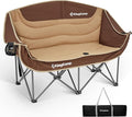 KingCamp Double Camping Chair Oversized 660lbs Heavy Duty Loveseat for Adults Portable Folding XL 2 Person Couch Padded Comfortable Two Seat with Cup Holder for Outdoor Lawn Backyard Khaki/Coffee