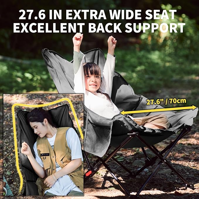 Naturehike Seastar Padded Camping Chair Oversized 2-Position Adjustable Folding Chair Portable Camp Chair with Side Pocket &amp Carry Bag