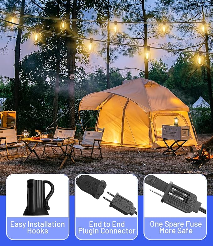 Tenmiro 120FT Outdoor String Lights Ultra Long Waterproof 30+2 Edison Shatterproof Bulbs Led Outside Patio Lights for Porch Deck Garden Backyard Balcony Wedding Party Decor