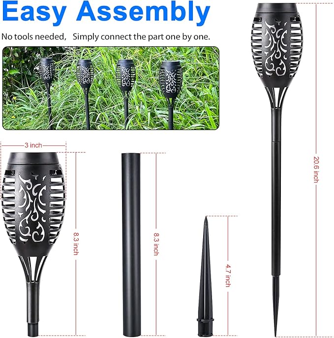 Solar Lights Outdoor 12 Pack Solar Torch Light with Flickering Flame Waterproof Outdoor Lighting Solar Powered Pathway Lights Decoration Lighting for Garden Yard Patio Auto On/Off