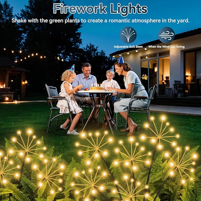 Solar Garden Lights 6 Pack Waterproof Swaying Starburst Light Solar Outdoor Lights for Yard Patio Walkway Pathway Party Wedding Decoration Unique Gifts for Women Warm White