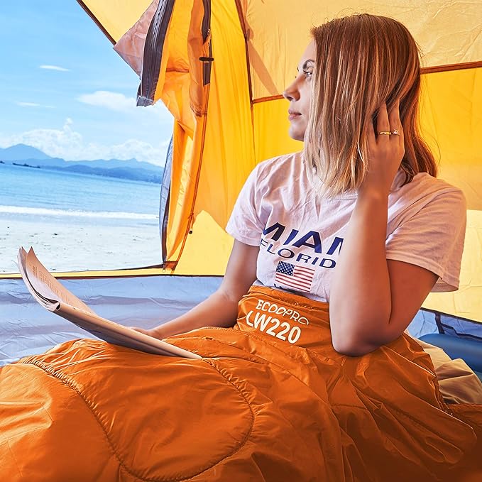 ECOOPRO Warm Weather Sleeping Bag - Portable Waterproof Compact Lightweight Comfort with Compression Sack - Great for Outdoor Camping Backpacking &amp Hiking-83 L x 30 W Fits Adults