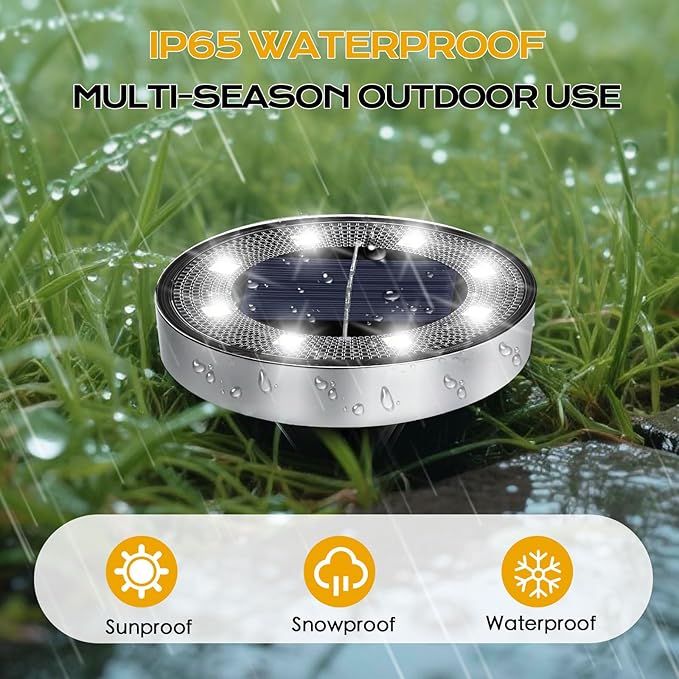 Solar Lights Outdoor 16 Pack Solar Garden Outdoor Waterproof Pathway Lights Bright In-Ground Light Outdoor Lighting Decor for Lawn Patio Yard Driveway Step and Walkway White Light