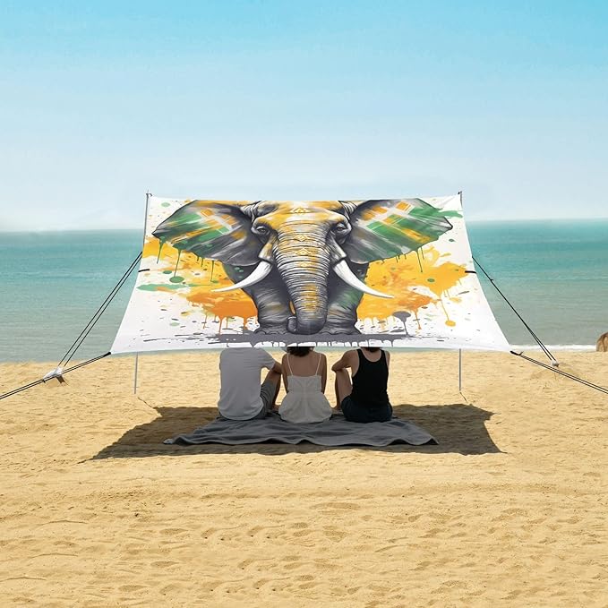 Cute ElephantCamping Sun Shelters 9.2 x 10.5 FT Beach Canopy Tent Sun Shade with Carrying Bag for Camping Trips Fishing Backyard Fun or Picnics 21340409