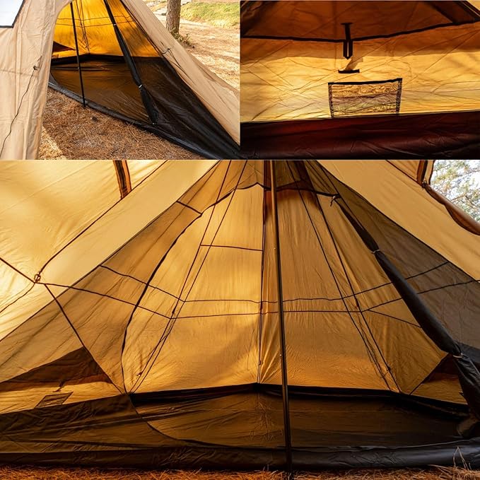 Hot Tent with Stove Jack Onefires Large Teepee Tent for Outdoor Family Camping 4-8 Person | with Stove Jack Large for Family Camping