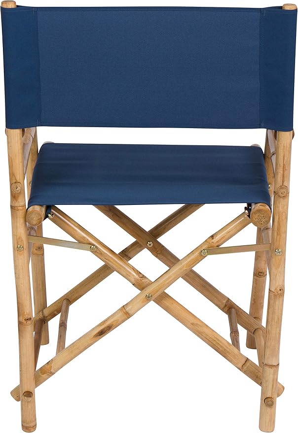 Statra Folding Director Chair Bamboo Portable Camping Outdoor Set of 2 Navy