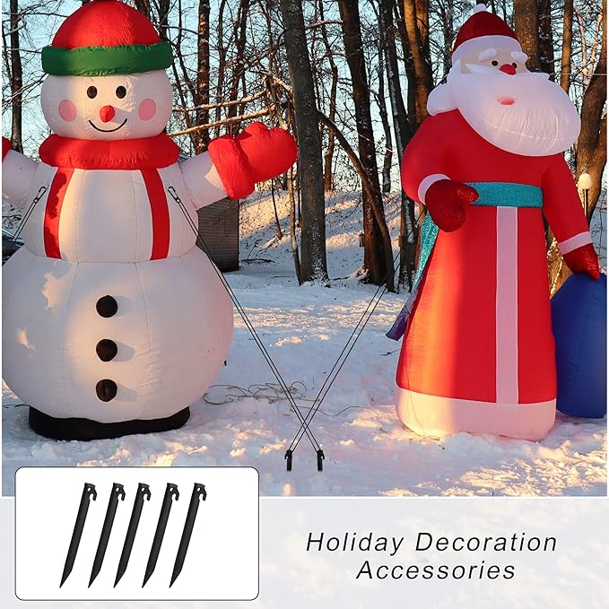 ADXCO 24 Pieces Plastic Inflatables Stakes 8.8 Inch Yard Stakes Anchor Replacement Inflatable Decoration Stakes Heavy Duty Camping Tent Stakes for Christmas Halloween Home Garden Black
