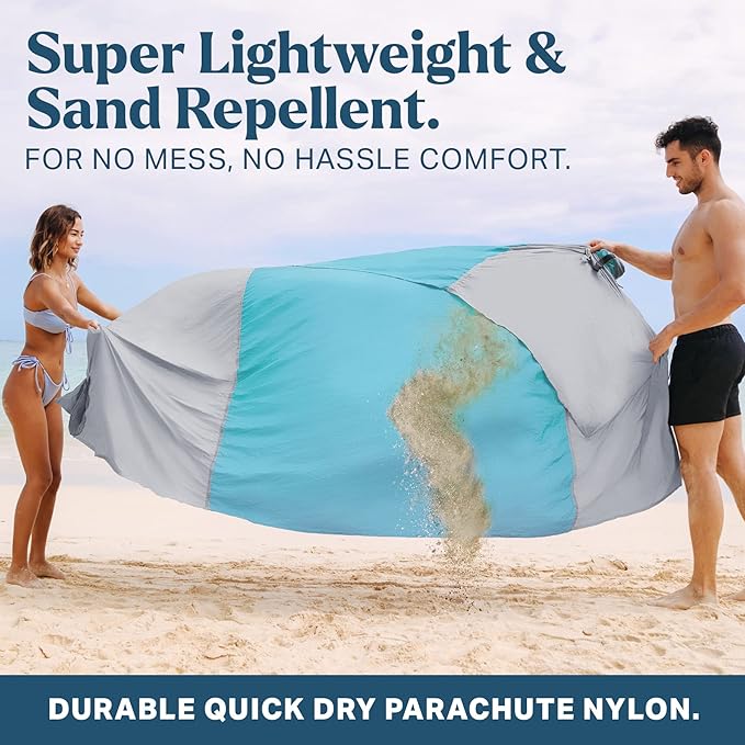 Seaview 180° Beach Blanket Waterproof Sandproof Extra Large 6x7 Sand Free Beach Mat for 1-6 Adults Oversized Outdoor Blanket with 4 Sand Pockets Portable Lightweight Packable - Picnic Mat