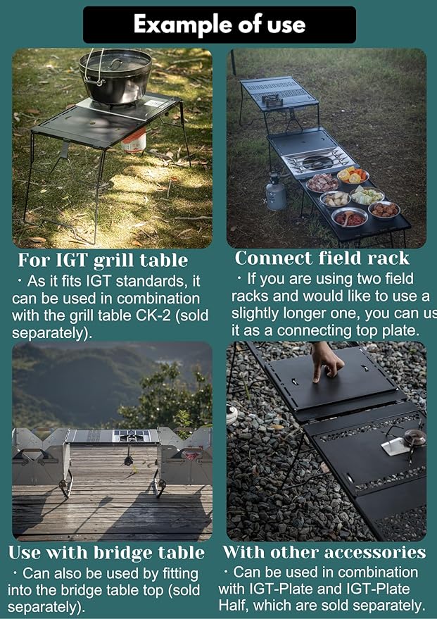 camping moon Cover Plate for Flat Burner IGT Top Plate Bridge Table Lid Stainless Steel Black CK-25BK