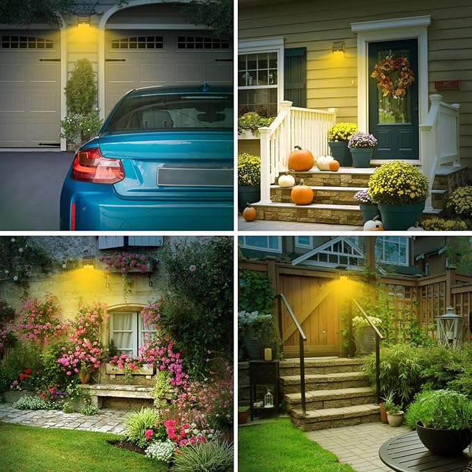 10 Pack Solar Motion Lights - 3 Modes/100LED Outdoor Security Lights - Wireless IP65 Waterproof - Warm White for Front Door Backyard Garage Deck