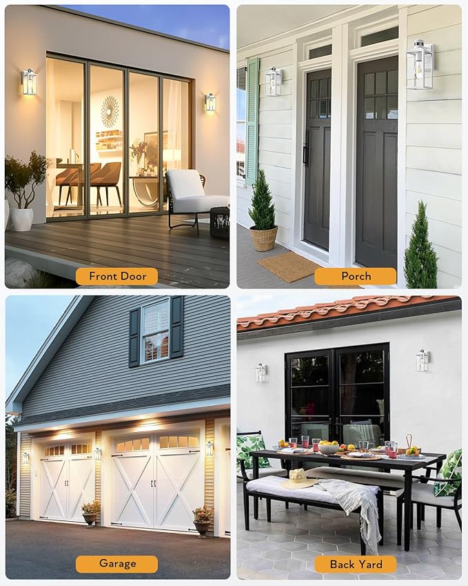 VIANIS White Motion Sensor Exterior Wall Light Modern Dusk to Dawn Outdoor Porch Lights Wall Mount Anti-Rust Aluminum Waterproof Outdoor Wall Sconce Exterior Lighting Fixtures for House Garage