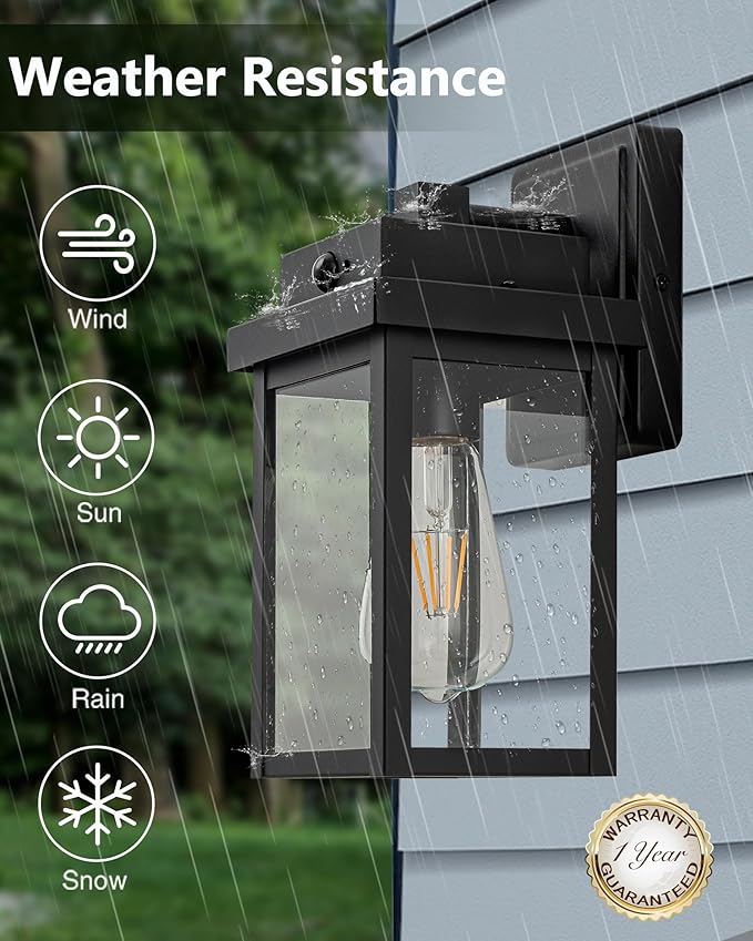 Motion Sensor Outdoor Wall Lights Dusk to Dawn Front Porch Light Fixture Patio Wall Lantern Exterior Sconce Lighting Wall Mount for House 2 Packs