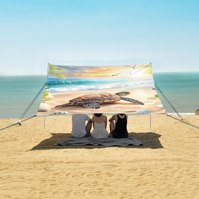 Beach Tent Sun Shelter Sea Turtle Sunny Beach Lightweight &amp Easy Setup Beach Shade Canopy for Camping Fishing
