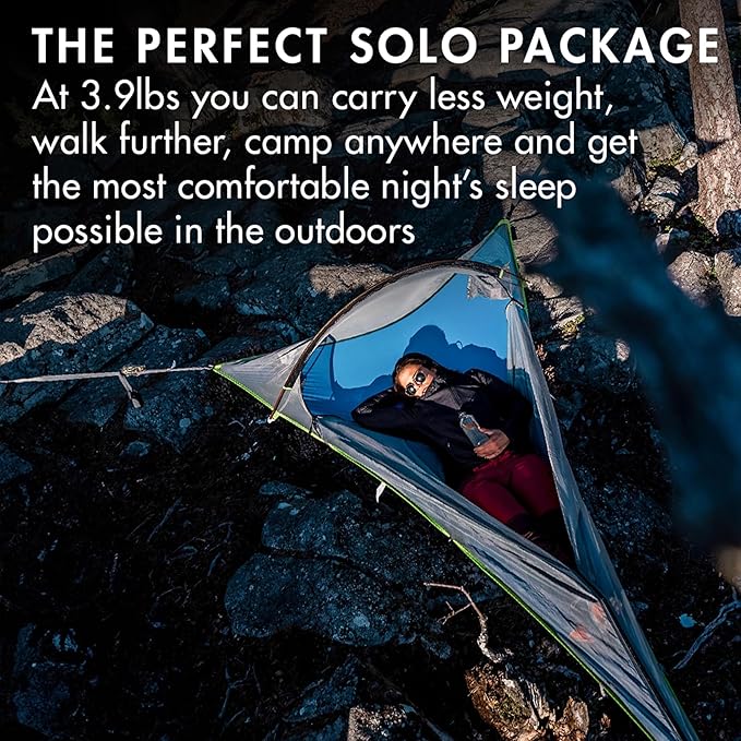 Tentsile UNA V3 Solo Tree Tent Hammock 1-Person Capacity Anti-Roll System Ratchet and Straps Included Portable Tree House Shelter Designed in The UK