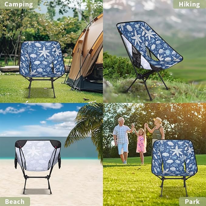 Honeybaby Folding Camping Chair Starfish Shells Theme Camping Chairs Lightweight Portable Chair Outdoor Foldable Chairs for Camping Travel Picnic Beach Hiking