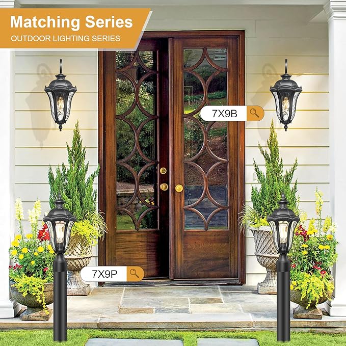 Outdoor Wall Lights for House 26 Inch Large Modern Outdoor Wall Sconce with Water Ripple Glass Aluminum Anti-Rust Exterior Lighting Latern for Home Garden Halway Garage Patio