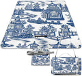 Blue and White Chinese Folk Chinoiserie Style Waterproof Outdoor Picnic Blanket Sandproof Beach Mat for Camping Hiking Grass Travelling