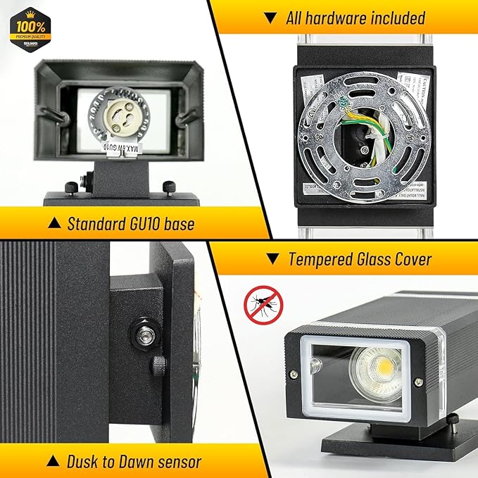 Dusk to Dawn Outdoor Wall Light Modern Up Down LED Wall Sconce Aluminum Waterproof Exterior Lighting Fixture Porch Lights for House Patio Sensor ETL