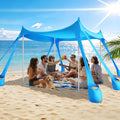 Beach Tent Sun Shelter UPF 50+10x10 FT Beach Canopy Tent Sun ShadePop Up Beach Canopy with 8 Sandbags Outdoor Beach Shade for Camping Trips Fishing Backyard Fun Picnics (Sky Blue)