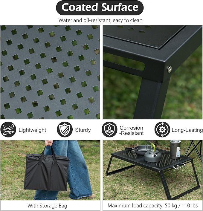 CHANGE MOORE IGT Table with Swappable Panels 31.1 x 15.7 x 9.6 Foldable Camp Table with Carry Bag Portable Picnic Compact IGT Camping Table for Cooking BBQ Tailgating and Travel