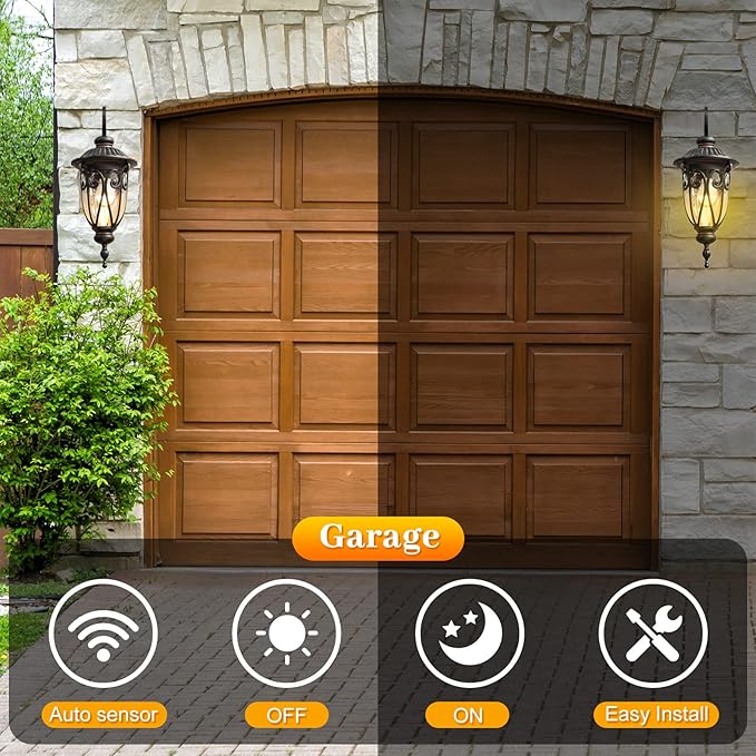 18in Dusk to Dawn Outdoor Wall Light for House Bronze Exterior Wall Lantern for Garage Aluminium Porch Door Lights Fixture with Clear Seeded Glass Shade for Entryway Front Door