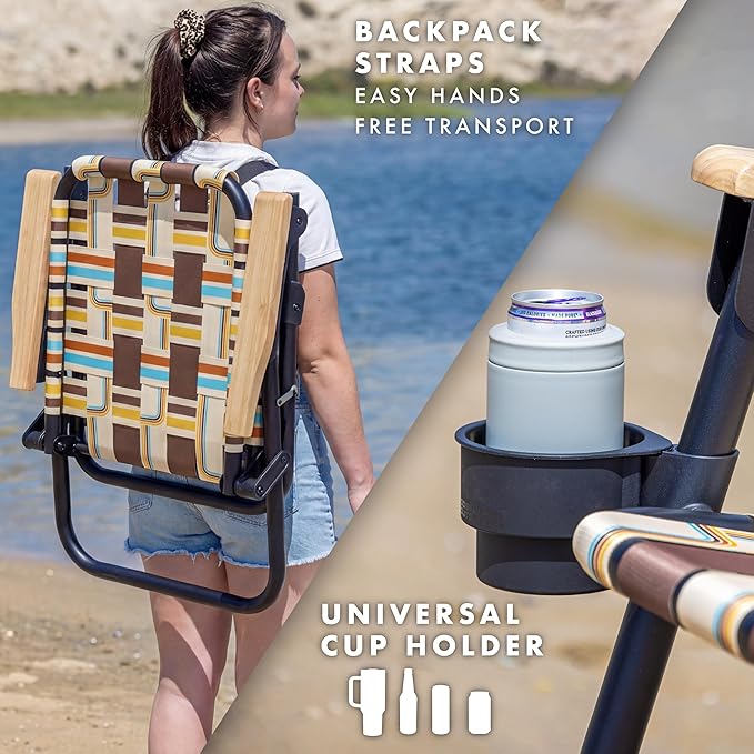 GoSports WOVN Beach Backpack Chair - 9 Styles Available - Premium Folding Camping Chair