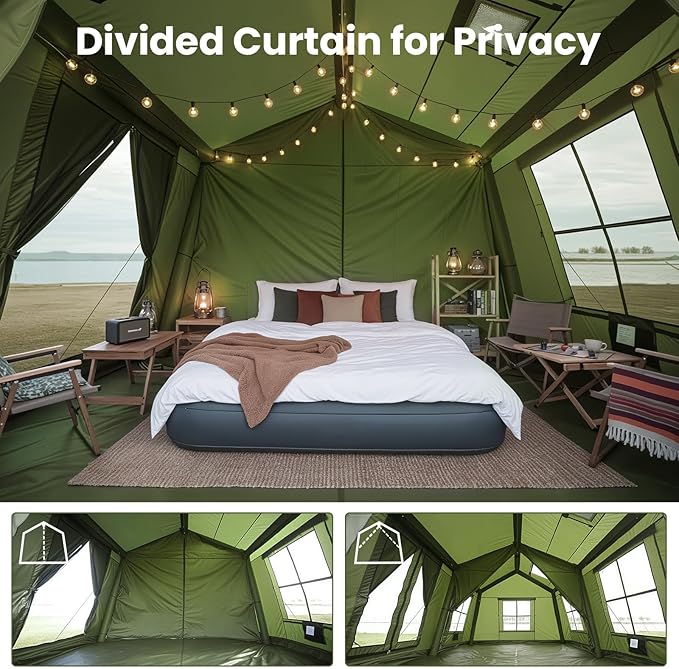 Inflatable Tents for Camping Large Blow Up Tent with Hand Pump Easy Setup InflatableTent 4 Season Tent Waterproof Oxford Air Glamping Tents for Camping Adult 4/6/8/10/12 Person