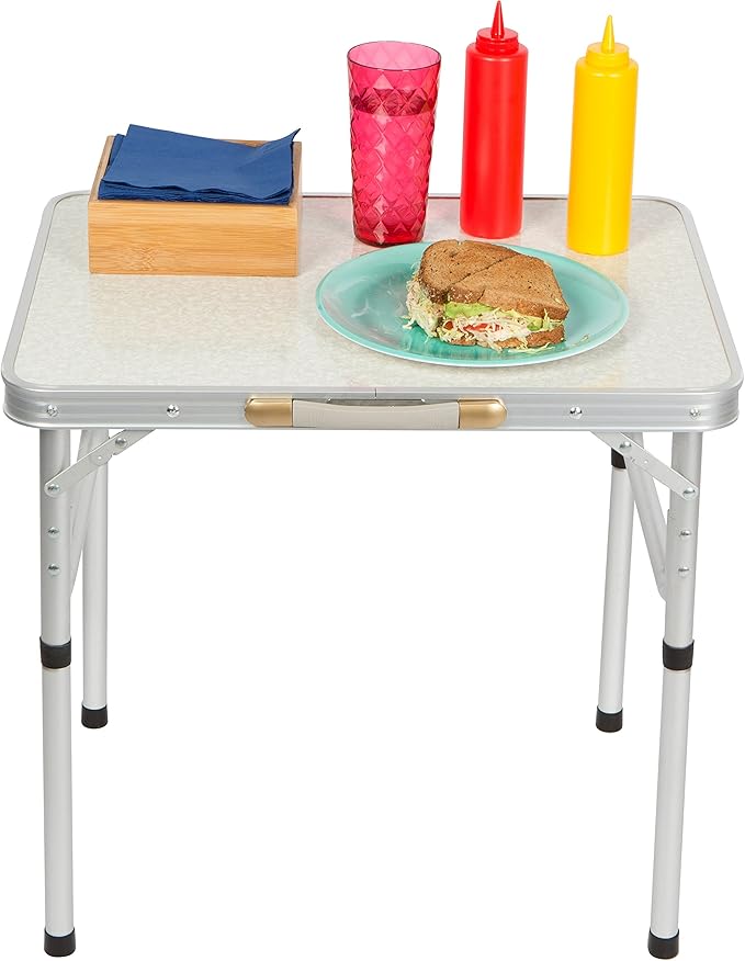 Aluminum Portable Folding Camp Table With Carry Handle - By Trademark Innovations White