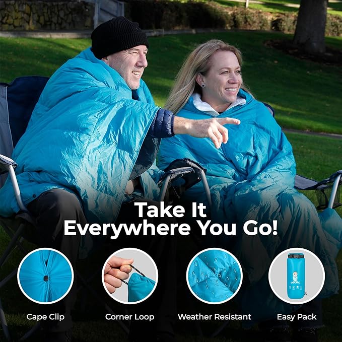 Puffy Blanket for Cold Weather - Down Camping Blanket with Sustainable Insulation Lightweight &amp Warm Outdoor Camping Quilt Water-Resistant Compact &amp Packable