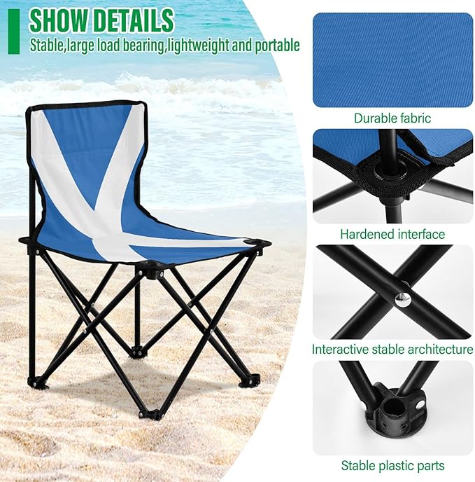DOMIKING Scotland Flag Kids' Portable Camping Chairs for Outdoor Lawn Chairs with Carry Bag Folding Chair for Events Garden Beach