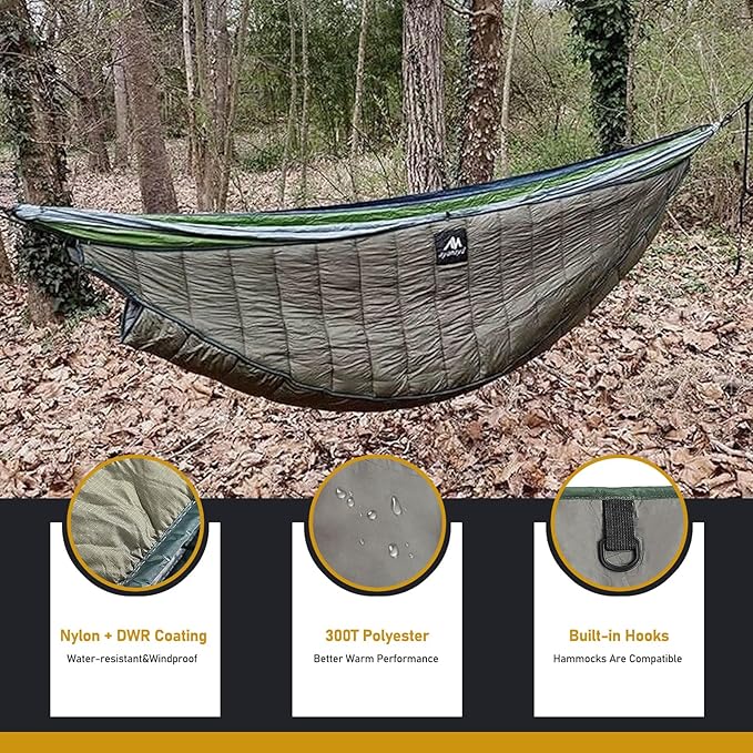 AYAMAYA Single &amp Double Hammock Underquilt Full Length Big Size Under Quilts for Hammocks Camping Backpacking Essential Winter Cold Weather Warm UQ Blanket Bottom Insulation