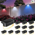 BrizLabs Solar Fence Lights 12 Pack RGB &amp Warm White &amp 11 Colors Changing LED Solar Deck Lights with IP65 Waterproof Red White &amp Blue Outdoor Step Light Patio Fence Light for Patio Yard