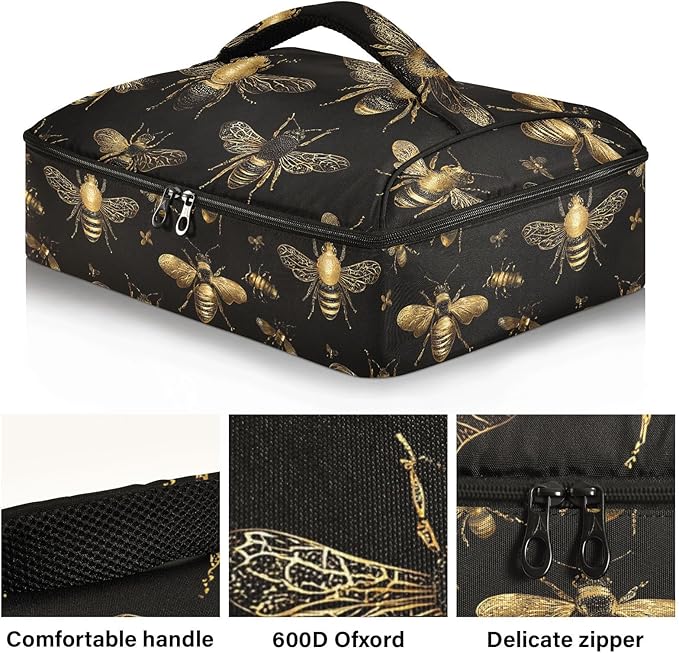 Casserole Carrier Loveliness Cute BeefInsulated Casserole Carrier for Hot or Cold Food Thermal Lunch Tote for Potluck Parties Picnic Beach Fits 9 x 13 Inches Baking Dish
