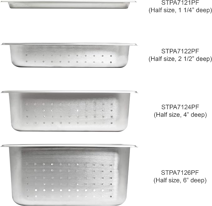 Excellante Half Size 6-Inch Deep Perforated 24 Gauge Steam Pans