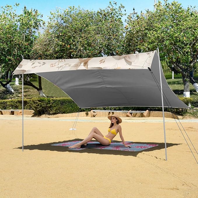Rabbit and Floral Camping Sun Shelter Beach Tent Portable Beach Sun Shade Outdoor Canopy for Camping Trips Fishing Picnic