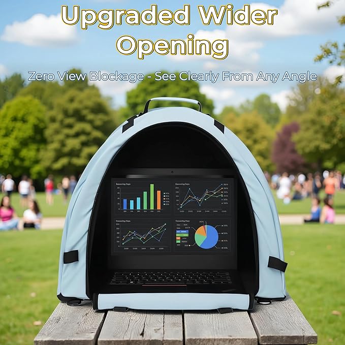 Laptop Sunshade Tent &amp Bag Portable Case for Working Outside | Anti-Glare | Water Resistant | for 13-18 inch Laptop| Portable Privacy Screen Hood | Cubicle Shade for Laptop