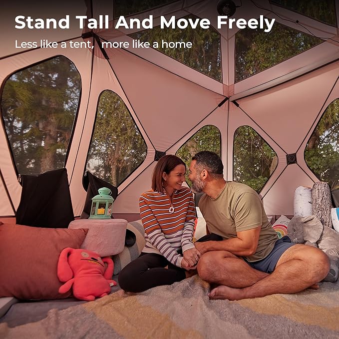 Acacia Camping Tent Pop Up Camping Tent with 8 Windows and Footprint Waterproof Windproof Easy Setup Hub Tent for Family Camping Hiking and Glamping