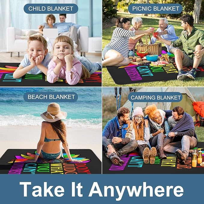 Don¡¯t Judge What You Can¡®t Understand Waterproof Outdoor Picnic Blanket Sandproof Beach Mat for Camping Hiking Grass Travelling