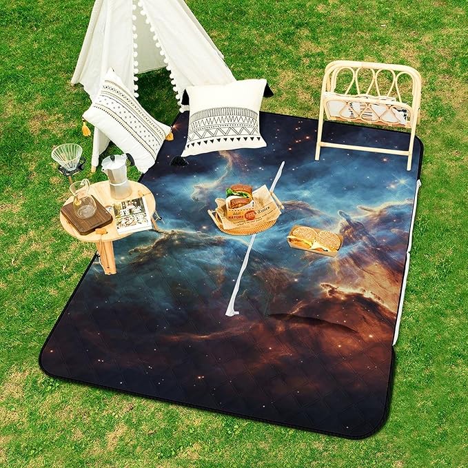 Zipper Universe Galaxy Space Style Picnic Mat Suitable for Travel Camping Park Or Home Use