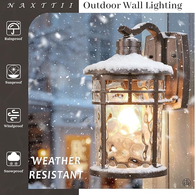 Outdoor Wall Lights 12 Inch Height Exterior Lighting Fixtures Modern Outside Lights for House Front Door Garage ORB Finish E26 Socket