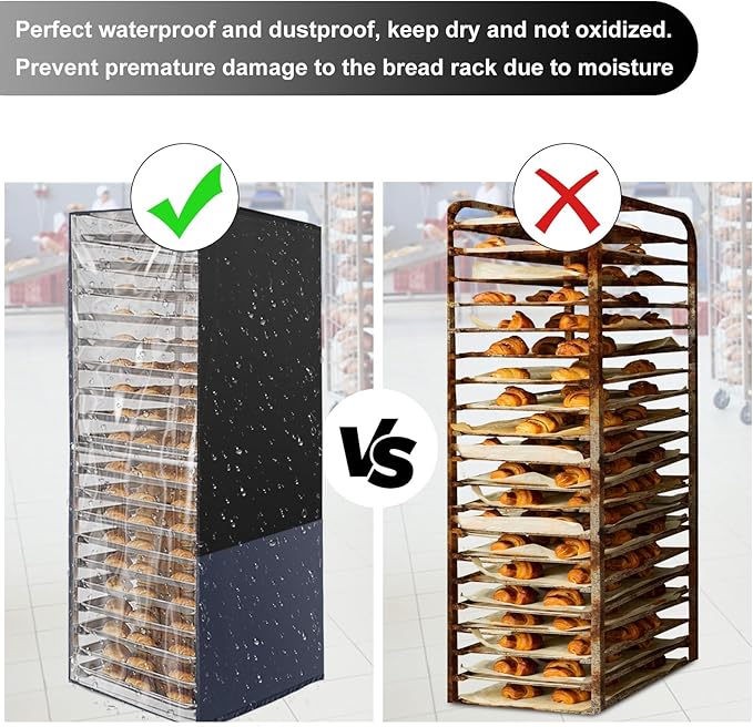 SUDIWEI Commercial Bread Racks Cover with Zipper 20tier Sheet Pan Rack/Bun Pan Rack Cover with Vents 23X28X64 Kitchen Brkery Rack Cover Waterproof Bakery Single Rack Covers