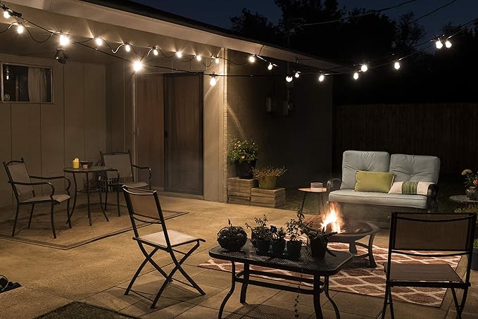 Enbrighten LED Bistro Outdoor String Lights 24ft 12 Shatter Resistant Lifetime Bulbs 2200K Warm White Weather Resistant Indoor/Outdoor Commercial Grade Perfect for Backyard Porch Patio 38356